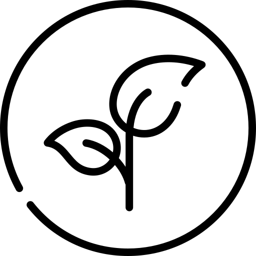 Black leaf symbol inside a circle on a white background which denotes that Gloskee skincare products are plant based